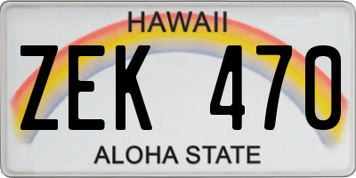 HI license plate ZEK470