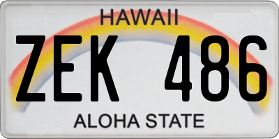 HI license plate ZEK486