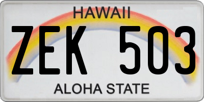 HI license plate ZEK503