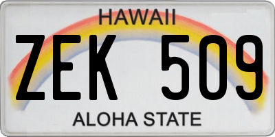 HI license plate ZEK509