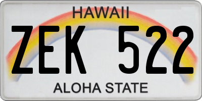 HI license plate ZEK522