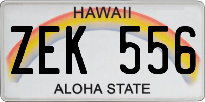 HI license plate ZEK556
