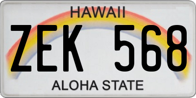 HI license plate ZEK568