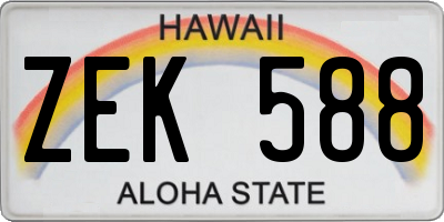 HI license plate ZEK588