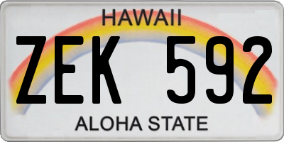 HI license plate ZEK592