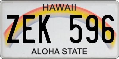 HI license plate ZEK596