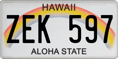 HI license plate ZEK597