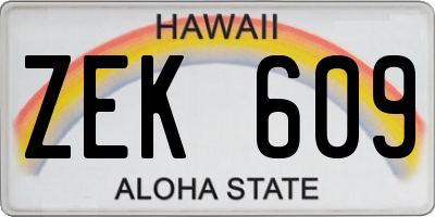 HI license plate ZEK609