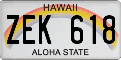 HI license plate ZEK618