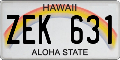HI license plate ZEK631