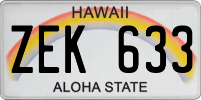 HI license plate ZEK633