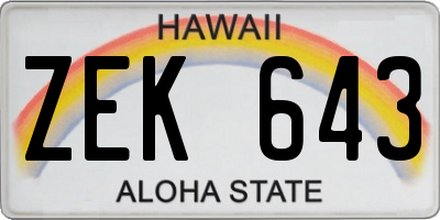 HI license plate ZEK643