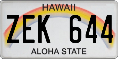 HI license plate ZEK644