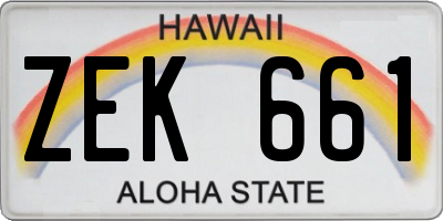 HI license plate ZEK661