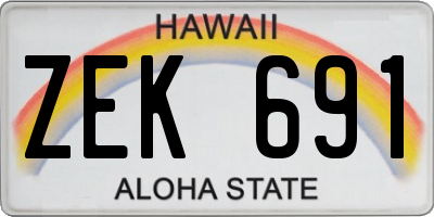 HI license plate ZEK691