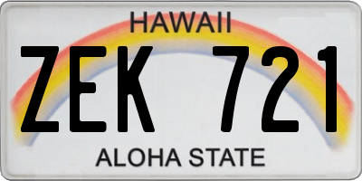 HI license plate ZEK721