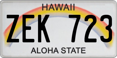 HI license plate ZEK723