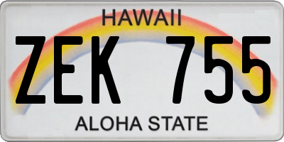 HI license plate ZEK755