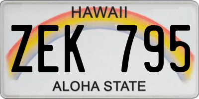 HI license plate ZEK795