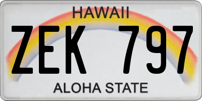 HI license plate ZEK797