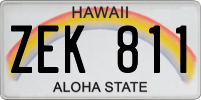 HI license plate ZEK811