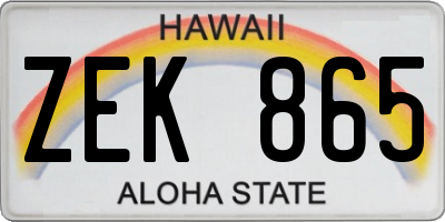 HI license plate ZEK865