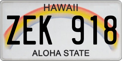 HI license plate ZEK918