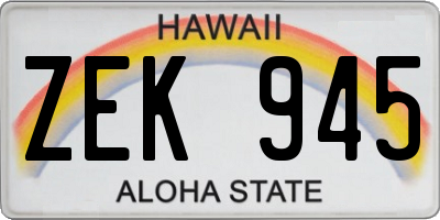 HI license plate ZEK945
