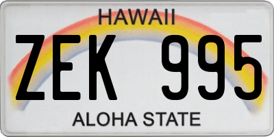 HI license plate ZEK995