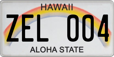 HI license plate ZEL004