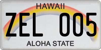 HI license plate ZEL005