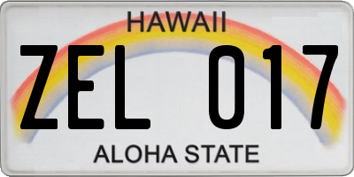 HI license plate ZEL017