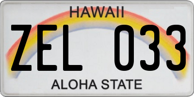 HI license plate ZEL033