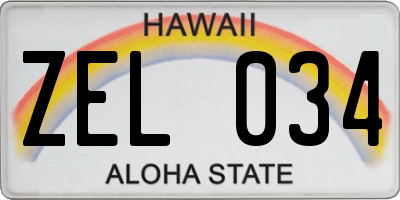 HI license plate ZEL034