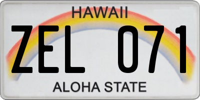 HI license plate ZEL071