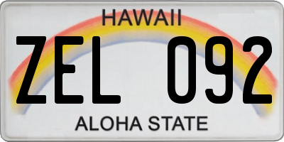 HI license plate ZEL092