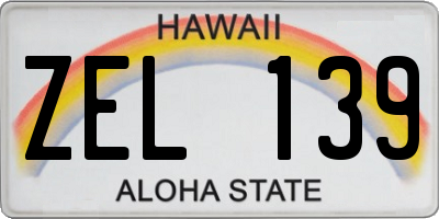 HI license plate ZEL139