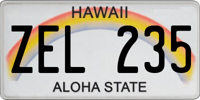 HI license plate ZEL235