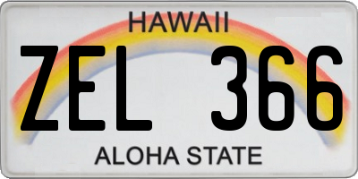 HI license plate ZEL366