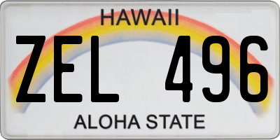 HI license plate ZEL496