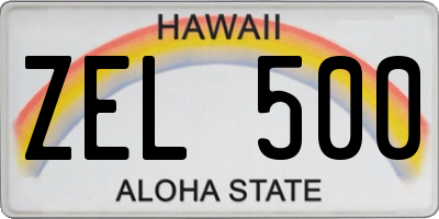 HI license plate ZEL500