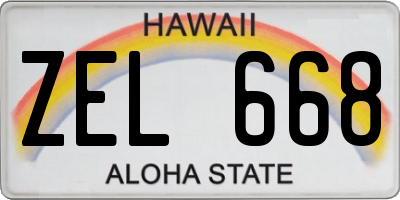 HI license plate ZEL668