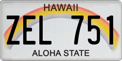 HI license plate ZEL751