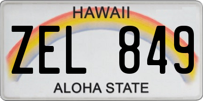 HI license plate ZEL849