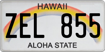 HI license plate ZEL855