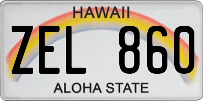 HI license plate ZEL860