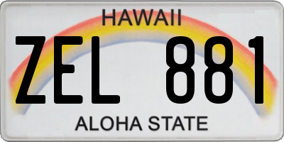 HI license plate ZEL881