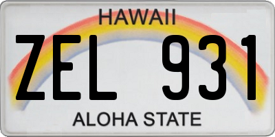 HI license plate ZEL931