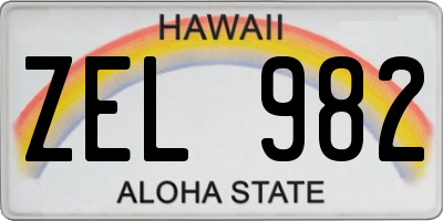 HI license plate ZEL982