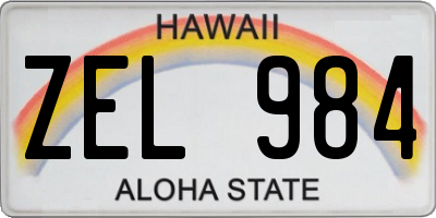 HI license plate ZEL984